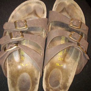 CLASSIC BIRKENSTOCK 3 STRAP LEATHER SANDALS Sz7 MADE IN GERMANY VGC